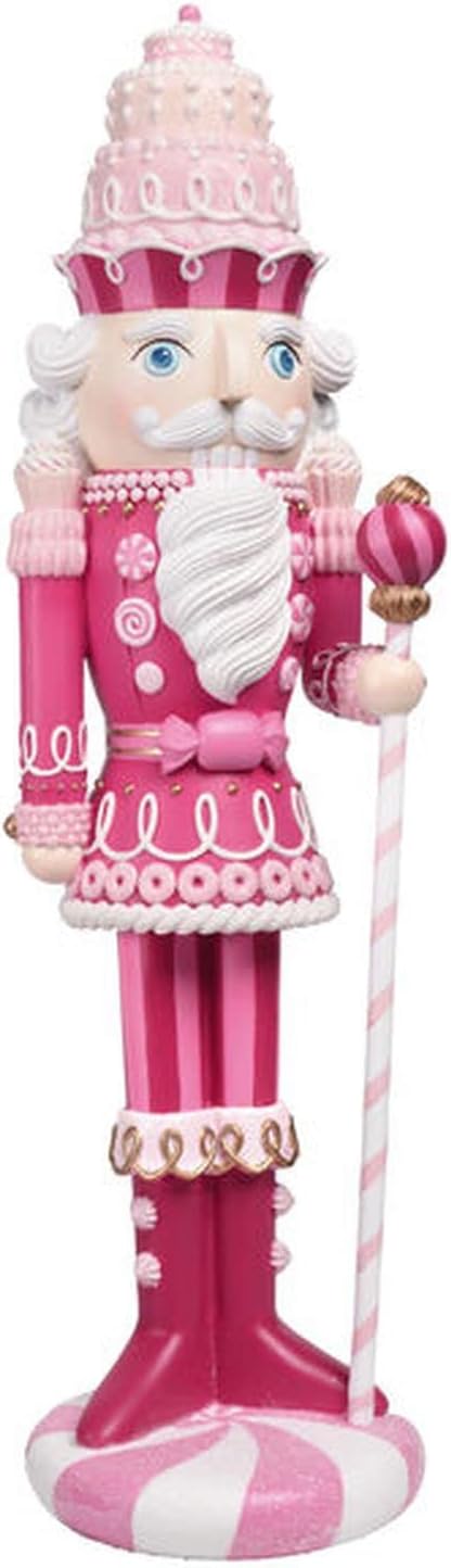 Nutcrackers - December Diamonds Nutcracker Sweet Shoppe Pink Candy Nutcracker with Staff Figurine - Collectible Holiday Decoration