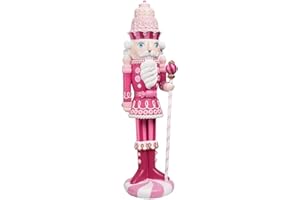 December Diamonds Nutcracker Sweet Shoppe Pink Candy Nutcracker with Staff Figurine - Collectible Holiday Decoration