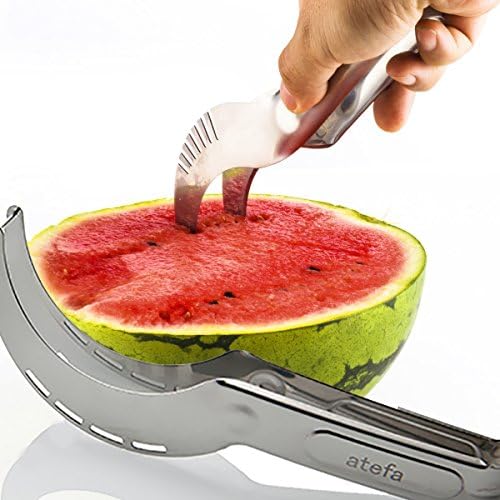 WATERMELON SLICER CORER &amp; SERVER KNIFE - STAINLESS STEEL- KIDS FRIENDLY- PERFECT MELONS SLICER &amp; CUTTER KNIFE.