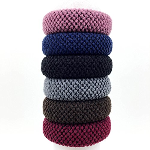 Elastic Hair Bands Ties and Ponytail Holder for Women and Girls, 6 Count Natural Heavy Duty Hair Ties Band for Long Thick Heavy Hairs