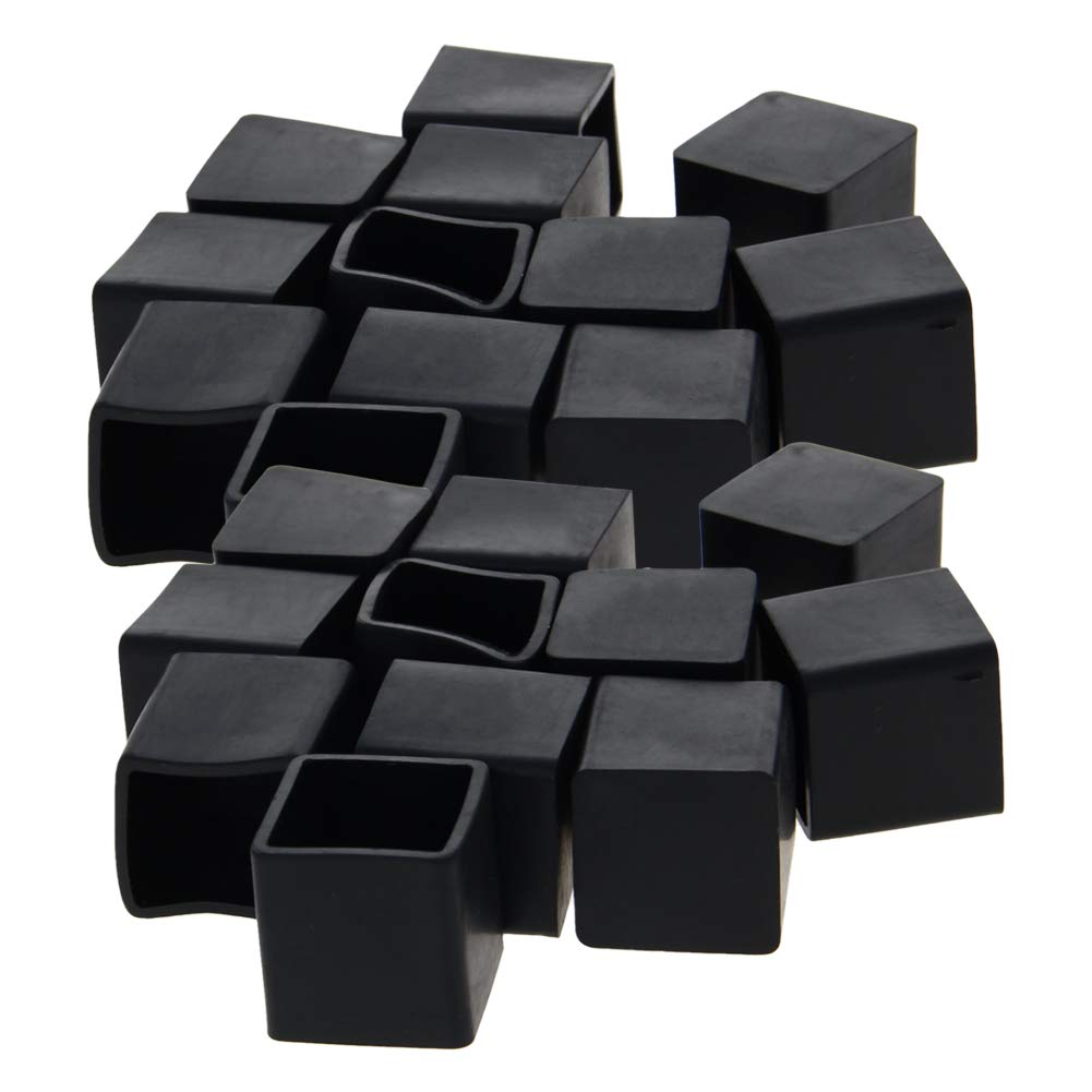 MroMax 100 Pcs 202019mm Rubber Square Shaped Furniture Table Chair Leg Foot Cover Cap Black