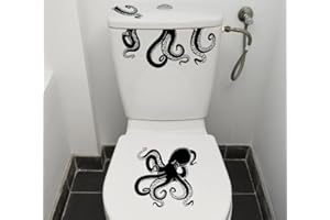 wongdong Kraken Octopus Tentacles Wall Decals for Bathroom Toilet Lid Seat Art Decor Wall Stickers (Black2)