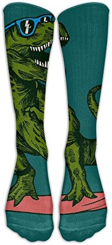 Dinosaur Surfer Sunglasses Athletic Tube Stockings Women Men Classics Knee High Socks Sport Long Sock One Size