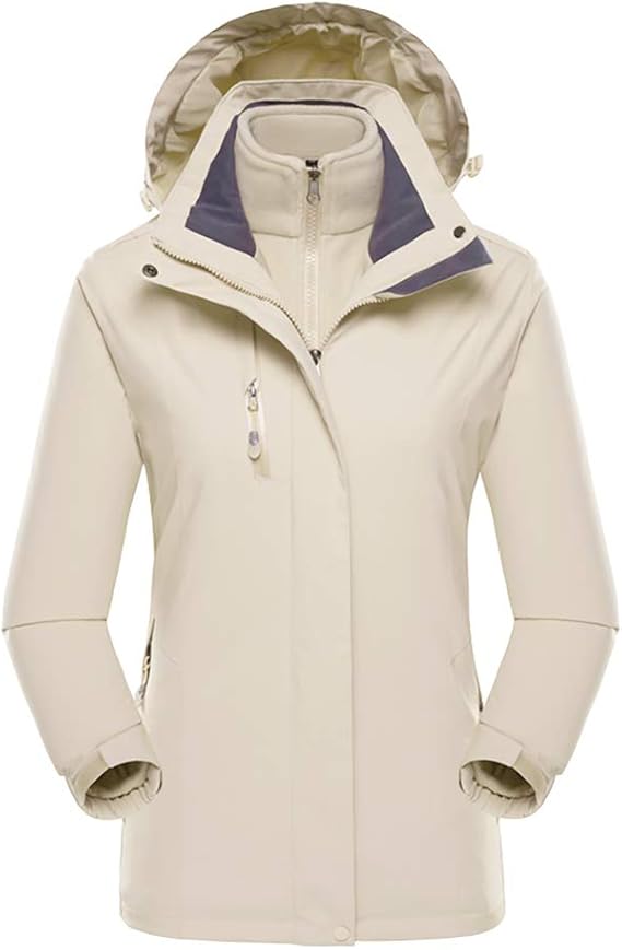 Women's 3in1 jacket Removable hood waterproof Windproof Short Ladies