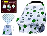 Unisex Baby Car Seat Canopy by LoCo&MaCo Breathable Nursing Cover for Optimal Protection & Privacy with Matching Drawstring Storage Bag + Absorbent Bandana Drool Bib for Infants and Toddlers