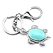 Jovivi Sea Turtle Natural Crystal Stone Multicolored Keychain Gemstone Chakra Keyring for Couple Best Friend Gift