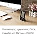 Fineed Mini Indoor Humidity Gauge, Temperature and Humidity Monitor, Digital Alarm Clock Snooze Calendar and Home Weather Station, Large LCD Display (Black)