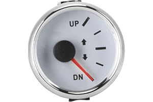 Qiilu 52mm/2in UP-DN Boat Trim Gauge 0-190ohm Marine Boat Trim Gauge Kit Signal Trim Tilt Indicator Red Backlight(White Dial)
