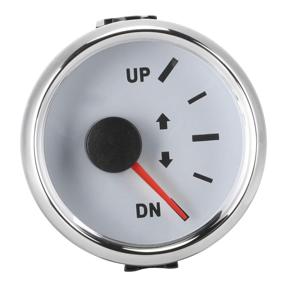 Boat Trim Gauge, 52mm/2in UP-DN Boat Trim Gauge 0-190ohm Trim Tilt Indicator Red Backlight(White) Boat/Yacht Spare Parts