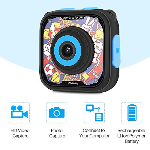 Kids Camera, iMoway Waterproof Video Cameras for Kids HD 1080P Kids Digital Cameras Camcorder with 16GB Memory Card and Card Reader (Blue) - Thumbnail 2