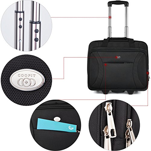 Wheeled Laptop Bag,Coofit Laptop Trolley Bag 16 Inches Computer Bag on