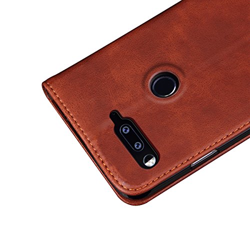 Moto Z2 Play Case,RUIHUI Luxury Leather Wallet Folding Flip Protective Shock Resistant Case Cover with Card Slots,Kickstand Feature and Magnetic Closure For Motorola Moto Z2 Play 2017 Release (Brown)