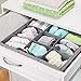 mDesign Soft Fabric 9 Section Dresser Drawer and Closet Storage Organizer for Child/Kids Room, Nursery, Playroom - Divided Large Organizer Bin - Herringbone Print with Solid Trim - Gray