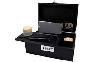 URBAN SOMBRERO MustStash Large Box with Smell-Proof UV Glass Jars - Storage Box, Bamboo Box with Combination Lock, Rolling Tray, Storage Tube & Cleaning Brush - Organizing Compartments & Accessories (Black)