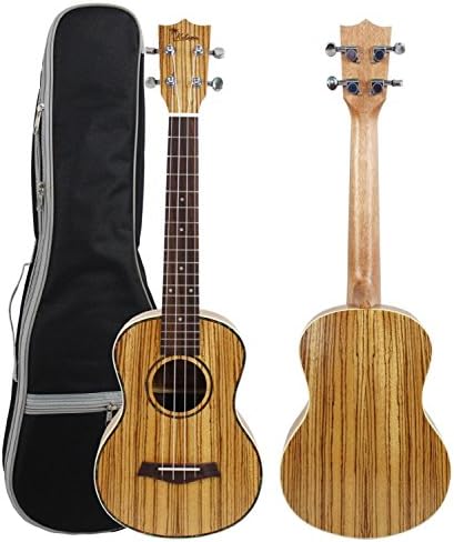 Kulana Deluxe Tenor Ukulele, Zebrawood with Binding and Aquila Strings + Gig Bag
