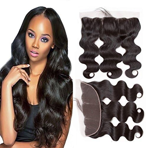 KONGHUI HAIR Body Wave Frontal Unprocessed Brazilian Virgin Hair Ear to Ear 13X4 Lace Frontal Closure 8 Inch Human Hair Frontal Lace Closure Natural Color