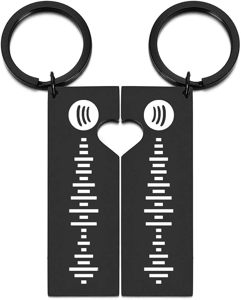 Personalized Music Spotify Scan Code Cuff Keychain for Women Stainless