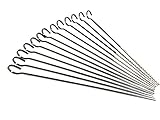 BonBon Flat Barbecue Skewers, 10 Inch Stainless Steel Shish Kebab Kabob Grilling Skewers Set Of 12 (Silver)