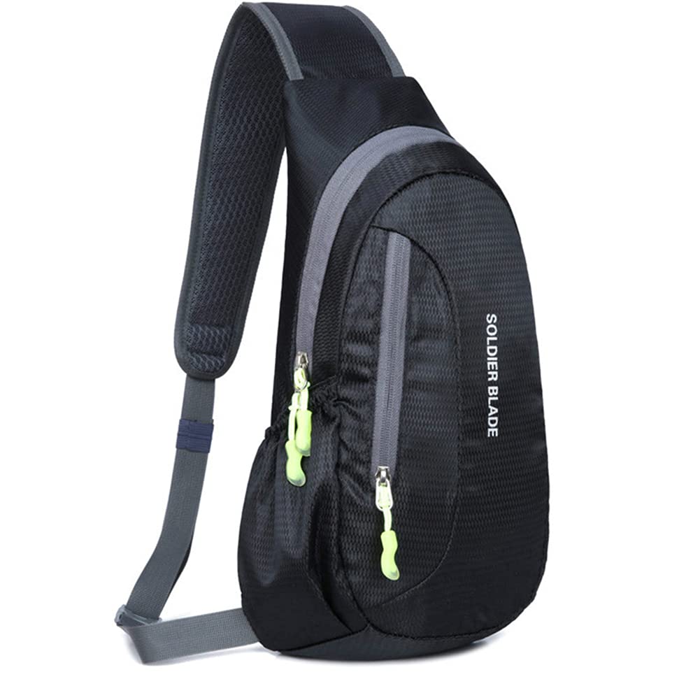 Outdoor Sling Crossbody Shoulder Chest Bag Pack Running Hiking Cycling Travel Backpack for Men Woman Teens, Black