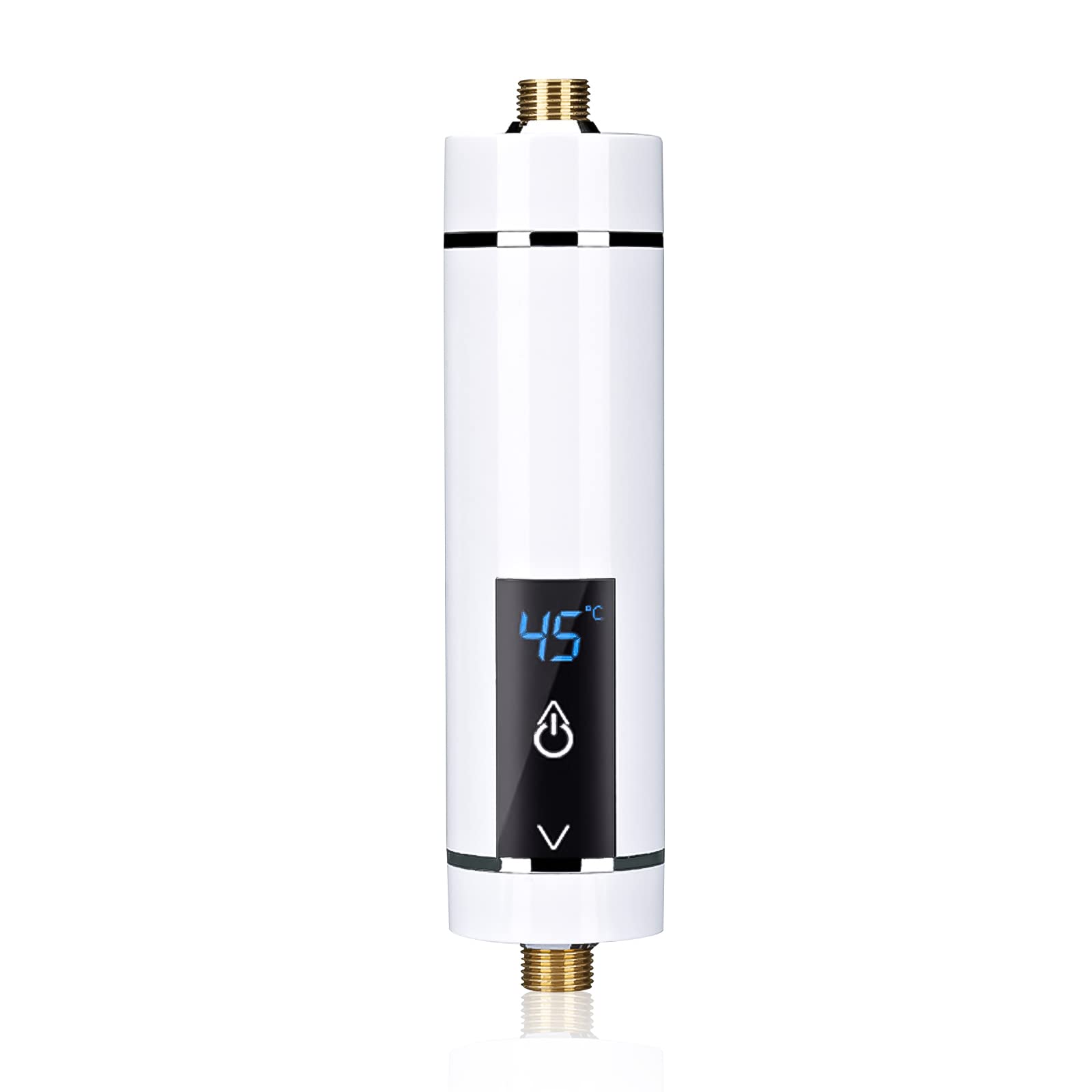 CJHZQYY Instant Electric Water Heater, 3500W Mini Instantaneous Water Heater Without Tank Intelligent Instantaneous Water Heater Heater with Temperature Display for Bathroom Kitchen, UK Plug (White)