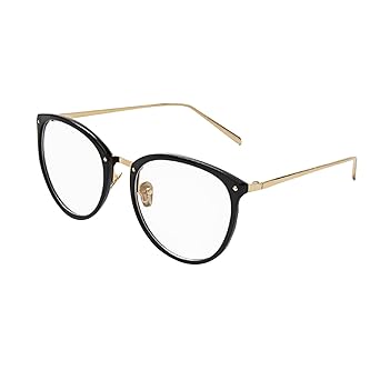 AiSi Damen vintage Retro Brille Eyewear One Size, Ohne Stärke, schwarz und Gold