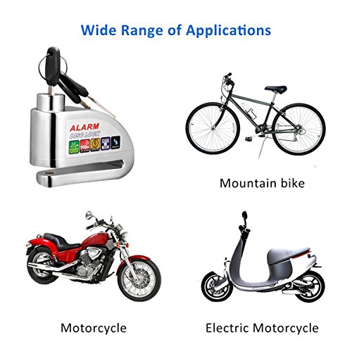 Bike Lock,Anti-theft Alarm Disc Lock Waterproof Disc Brake Lock with 110db Alarm Sound for Motorcycles Bicycles (Silver)