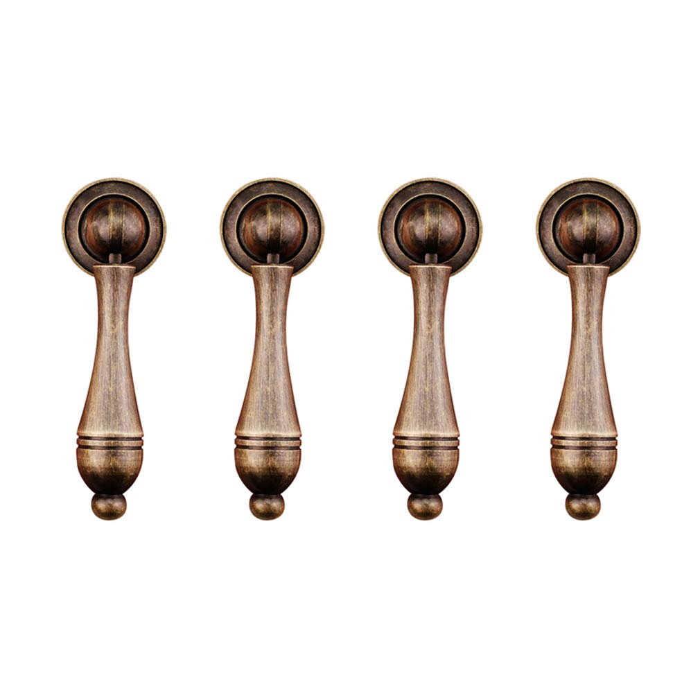 Tiazza 4Pcs Antique Brass Single Hole Drawer Handle Wardrobe Cabinet Pull Knob