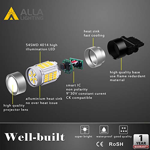 Alla Lighting 54-SMD 3156 3157 LED Turn Signal Light Bulbs High Power 4014 48-SMD LED 3157 Bulb 6000K Xenon White 3156 3157 LED Bulb Super Bright LED 4157 3457 3157 Blinker Light(Set of 2) - Thumbnail 5