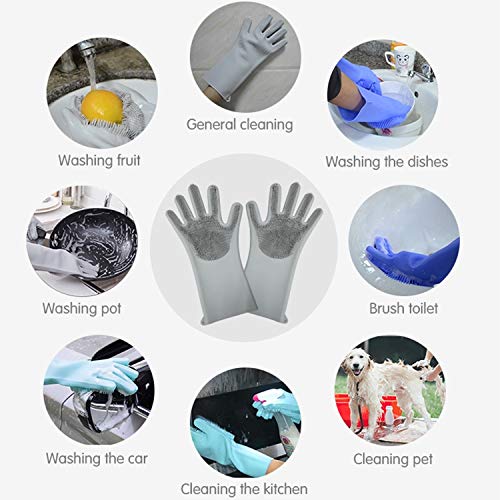 Silicone Cleaning Gloves Set of 2 – Magic, Reusable Dishwashing Scrubber – Heat-Resistant, Dishwasher-Safe Bristles for Car Washing, Pet Care, Kitchen and Bathroom Cleaning + Free Hanging Hook (Mint) - Thumbnail 6