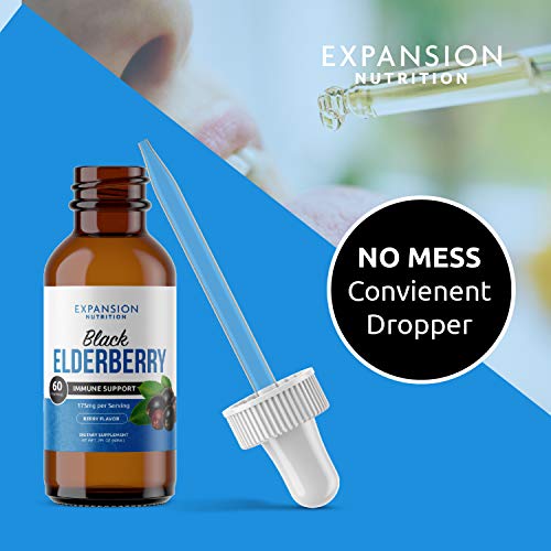 (2 Pack) Elderberry Drops Liquid Extract for Adults - Daily Immune Support Booster 10x Strength Concentrate Syrup - Vegan Sambucus Nigra Antioxidant Drops Supplement (Berry Flavor) (120 Servings)