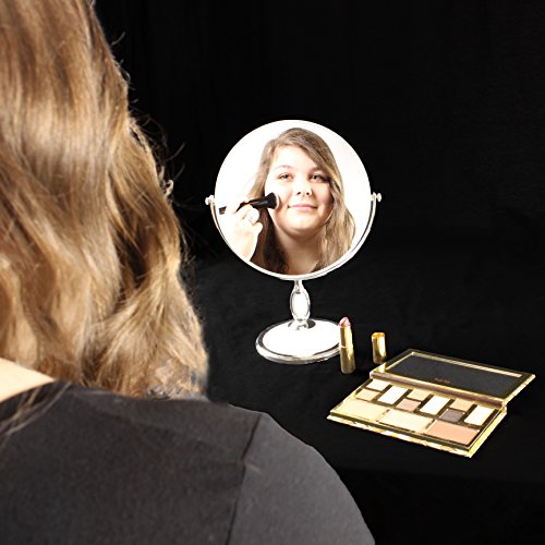 Double-Sided 8" Round Tabletop Vanity Makeup Mirror in 4 Colors by bogo Brands (Red) - Thumbnail 4