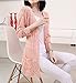 Shawhuaa Womens Crochet Knitted Open Front Cardigan Pocket Sweater Pink