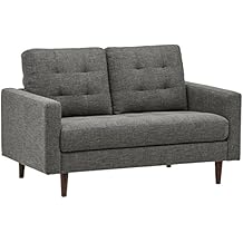 Rivet Cove Mid-Century Tufted Loveseat, 56" W, Dark Grey