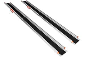 PENSUN Adjustable Aluminum Wheelchair Ramp, 4.5-8 FT Folding Non-Slip Aluminum Handicap Ramp, Non-Skid Portable Foldable Wheelchair Ramps for Home Steps, Stairs, Car, Curbs, Doorways