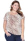 Womens Plus Size Pleat Neck Allover Print Knit Top
