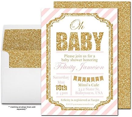 Pink and Gold Girls Baby Shower Invitation Oh Baby