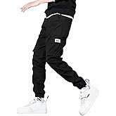 JMIERR Mens Casual Cargo Pants Stretch Elastic Waist Drawstring Joggers Pants Tapered Sweatpants for Men Multi Pockets