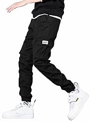 JMIERR Mens Casual Cargo Pants Elastic Waist