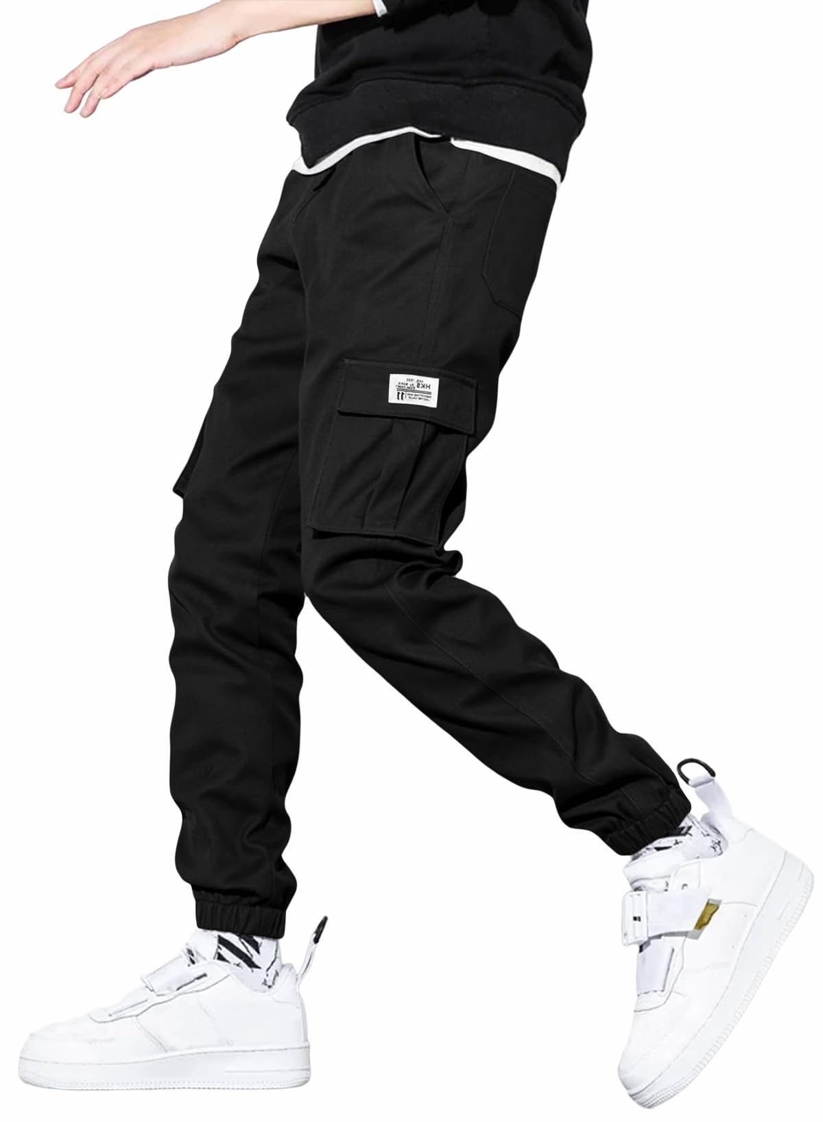 JMIERR Mens Casual Cargo Pants Elastic Waist