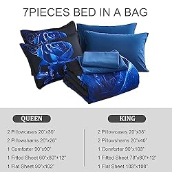 Blue Comforter Set Queen 7 Piece Bed in a Bag Blue