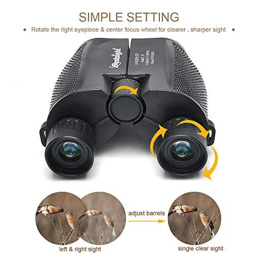 Folding Binoculars for Bird Watching 10x25 High Powered Magnification Compact Binoculars for Adults Kids Outdoor Shooting,Hunting,Astronomy,Sports and Concerts