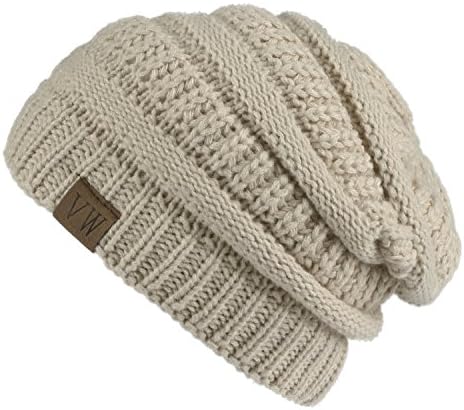 Vmevo Winter Thick Slouchy Beanie Hat Unisex Soft Oversized Baggy Cap Warm Chunky Stretch Cable Knit Ski Hat