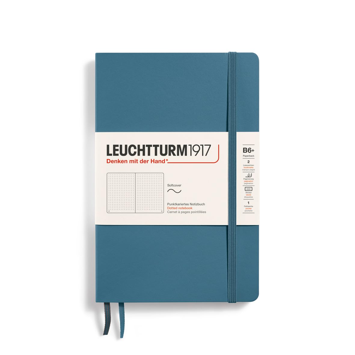LEUCHTTURM1917 365643 Notebook Paperback (B6+), Softcover, 123 Numbered Pages, Stone Blue, Dotted — image 1