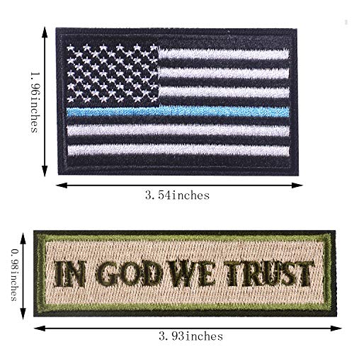 SHELCUP in God We Trust & USA American Flag Tactical Patches, with Hook and Loop for Backpacks Caps Hats Jackets Pants, Military Army Uniform Emblems Patch Green