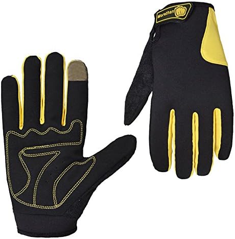 Morethan Smart Touch gloves Windstopper Sporting Gloves For Biking Running Driving Climbing (Yellow, L)