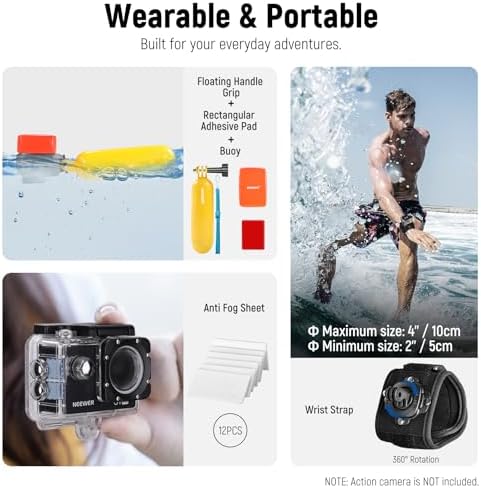 50 in 1 Action 5 Kit di Accessori per Fotocamere Compatibile con GoPro Hero 13 12 11 DJI OSMO 4 3 2 Insta360 X4 X3 SJCAM AKASO VicTsing APEMAN Campark Sony DV,Supporto Palo per Fotocamera GP-10