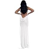 Volemo Womens Summer Backless Bodycon Dress Halter Cowl Neck Slip Spaghetti Strap Sexy Cocktail Party Maxi Dresses