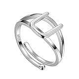 Jewmon Personalized Silver Initial Letter Ring