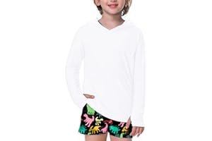 AOBUTE Unisex Kids Long Sleeve Hoodie Rash Guard Boys UPF 50+ Swim Top with Thumb Hole 3-12 Years