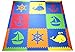 SoftTiles Nautical Ocean Theme Interlocking Kids & Baby Foam Play Mat Blue, Red, Orange, Yellow, Lime- Large 2' Floor Tiles-(6.5'x6.5') SCNAUBROYL